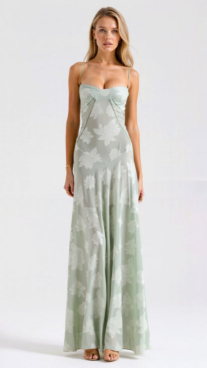 Women’s Wedding Guest Slip Maxi Dress - White Floral Lace