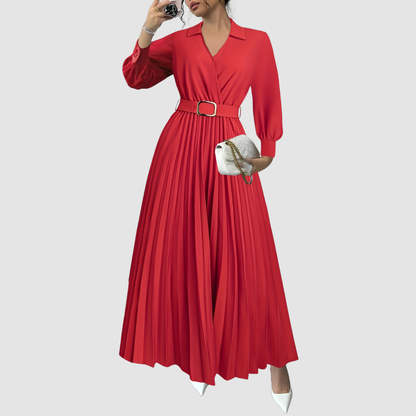 Aurelia | Elegant Black Pleated Everyday Elegance Dress