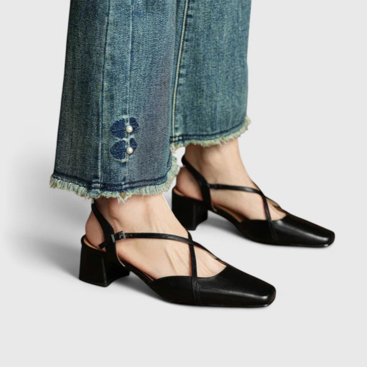 Adriana | Elegant Red Leather Sandals