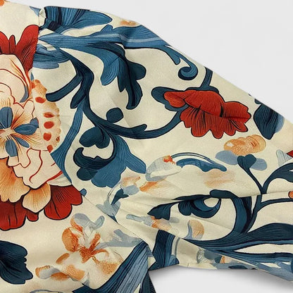 Calista | Floral Elegant Blouse with Striped Collar