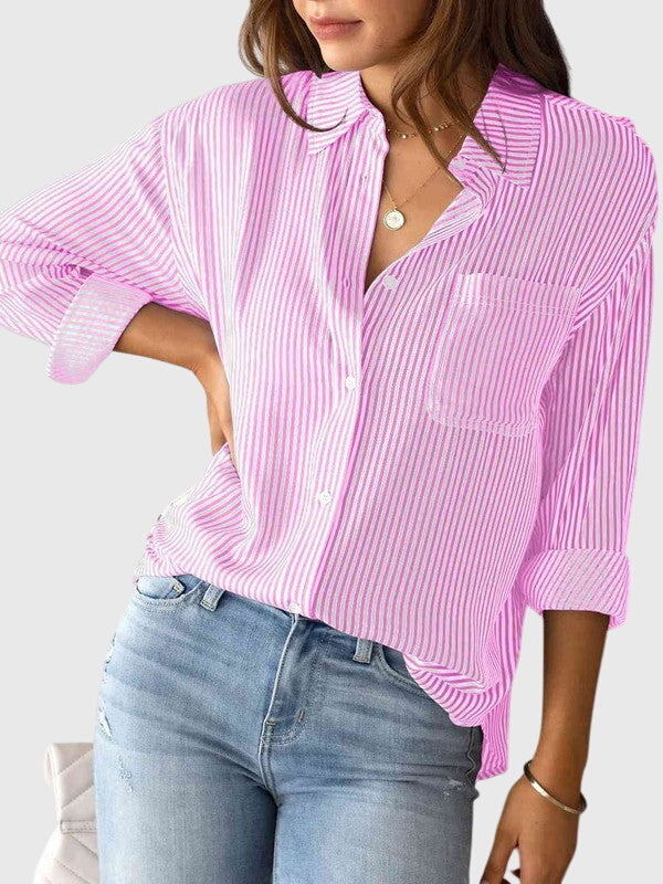 Calista | Striped Collared Neck Shirt