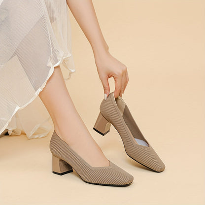 Calantha | Beige Ribbed Orthopedic Heels