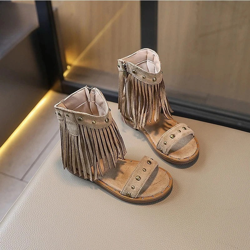 Calanthe | Luxe Black Fringe Elegant Sandals