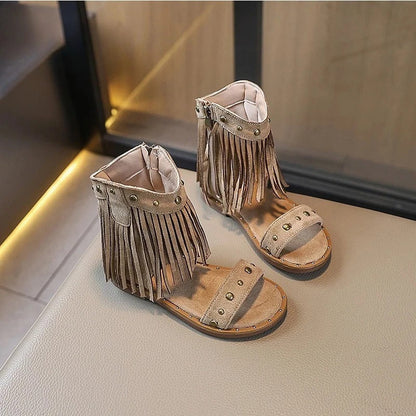 Calanthe | Luxe Black Fringe Elegant Sandals