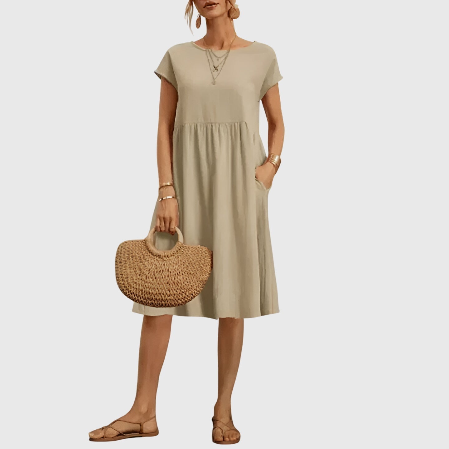 Calista | Elegant Beige Spring Dress