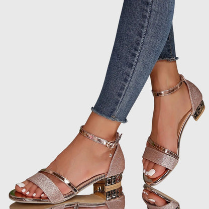 Juliette | Black Glitter Orthopedic Heeled Sandals