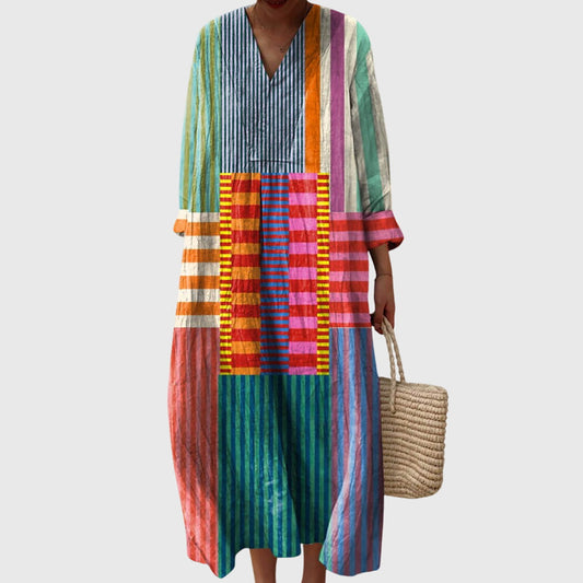 Alethea | Vibrant Patchwork Geometric Dress