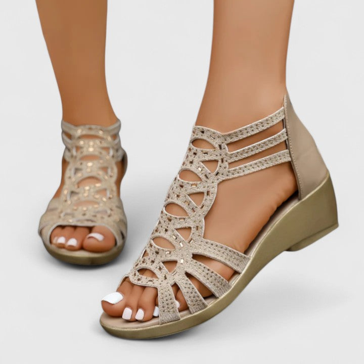 Astrid | Beige Cutout Orthopedic Sandals