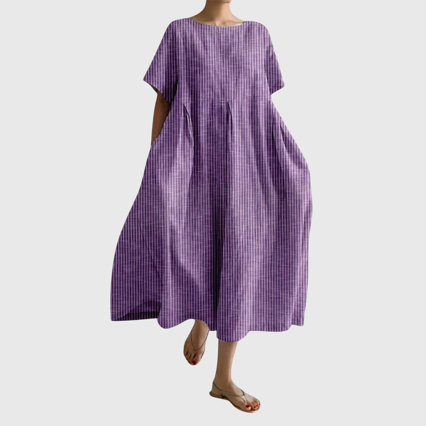 Calista | Terracotta Stripe Long Casual Dress