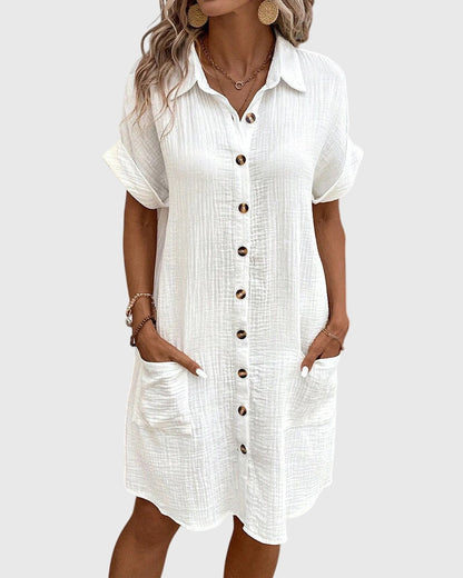 Elegant White Short Sleeve Comfortable Dress