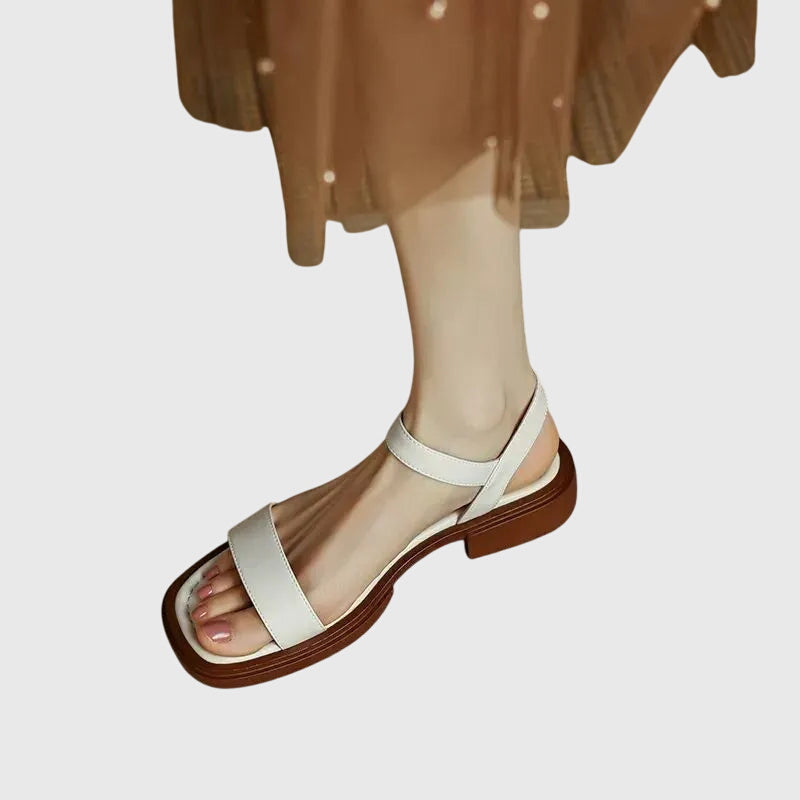 Aurelia | Brown Buckle Orthopedic Leather Sandals