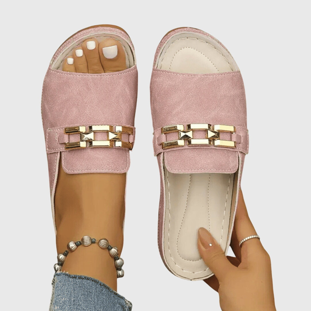 Adriana | Blush Suede Orthopedic Sandals