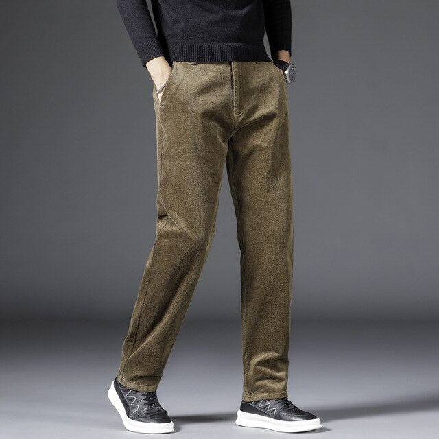 Beckett | Slim Fit Black Medium Waist Corduroy
