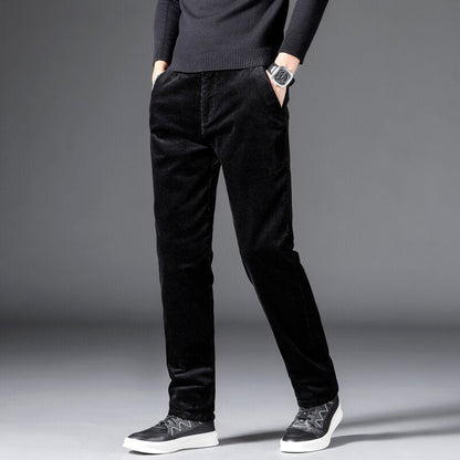 Beckett | Slim Fit Black Medium Waist Corduroy