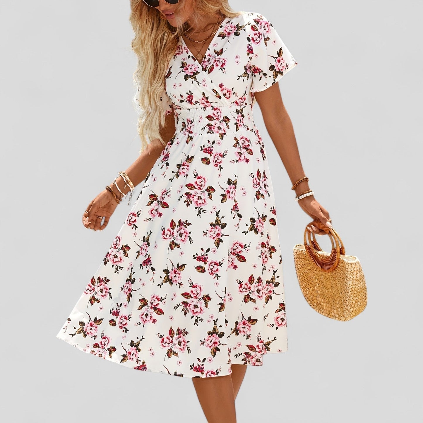 Calanthe | Elegant Floral Summer Midi Dress