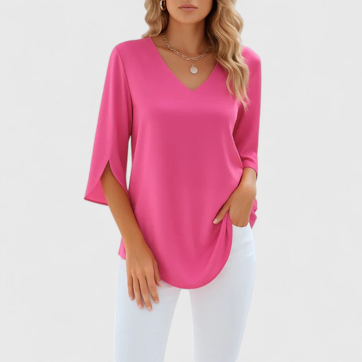 Calantha | Black V-Neck Elegant Blouse