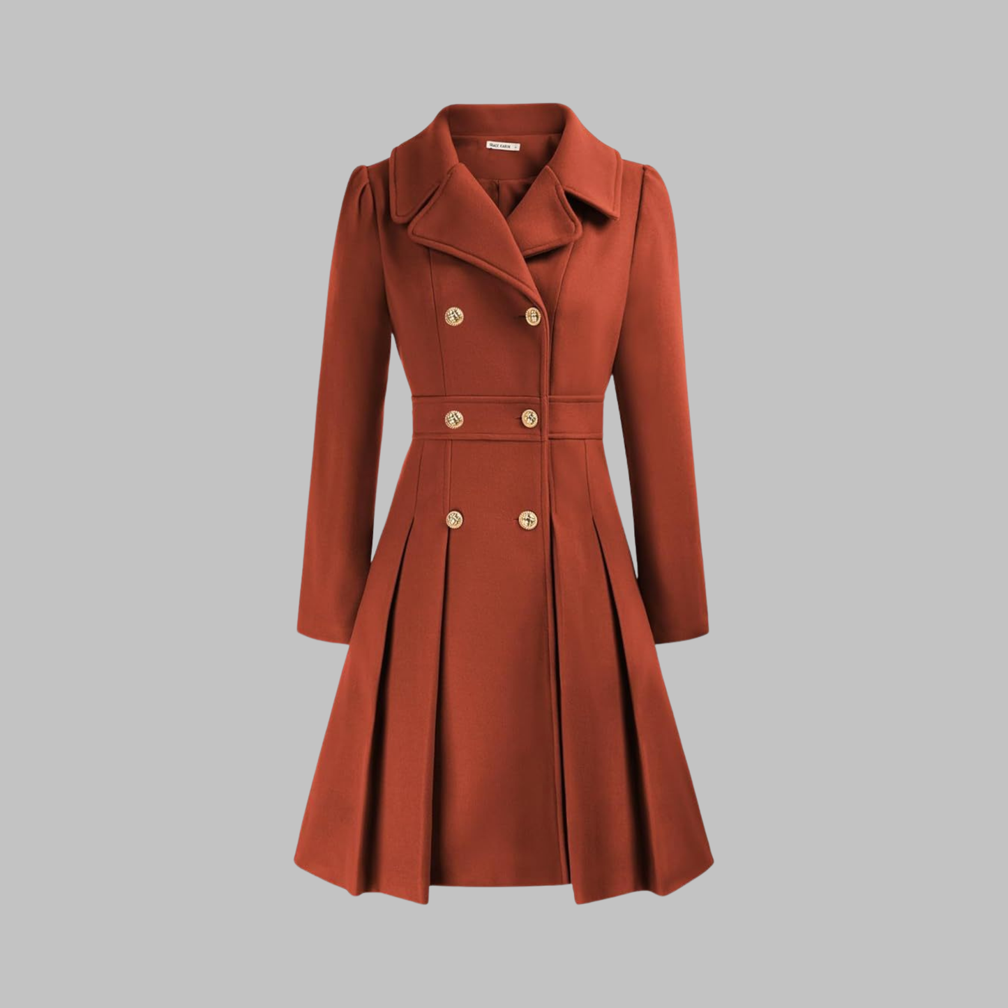 Alethea | Burgundy Double Button Long Sleeve Coat