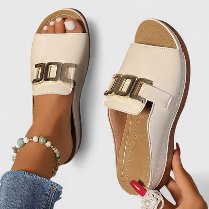 Calista | Black Leather Sophisticated Sandals