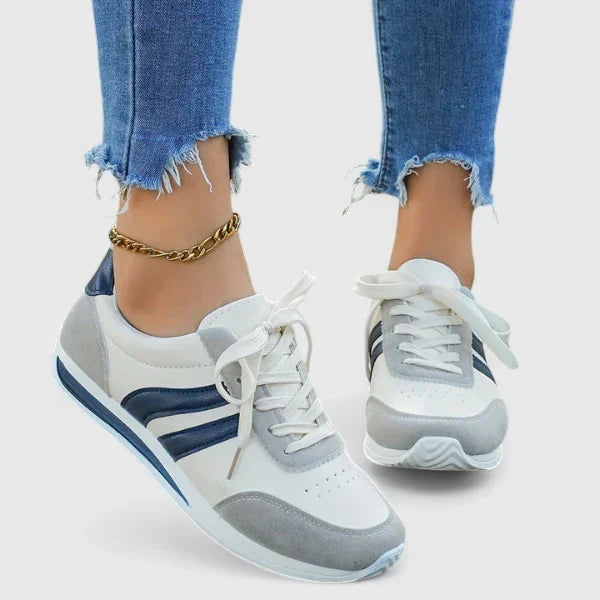 Calantha | White Navy Blue Orthopedic Shoes