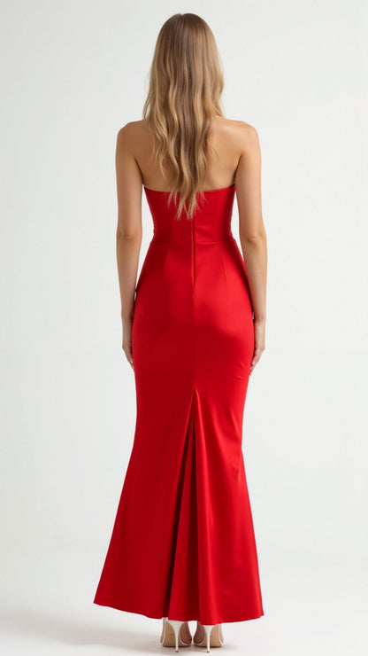 Astrid | Elegant Women's Wedding Guest Column Maxi Dress in Black Satin