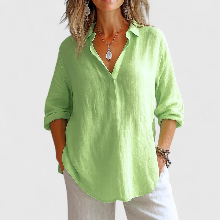 Calista | Soft Pink Comfortable Linen Blouse