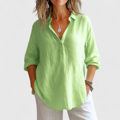Calista | Soft Pink Comfortable Linen Blouse