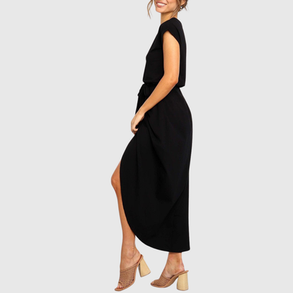 Calantha | Elegant Grey Casual Midi Dress