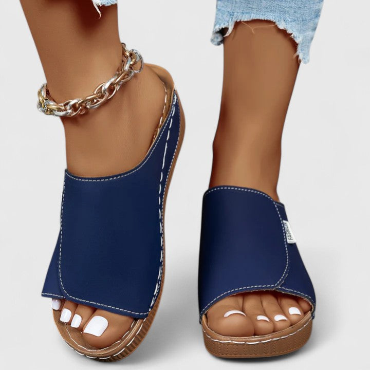 Aurelia | Light Blue Orthopedic Sandals with Wedge Heel