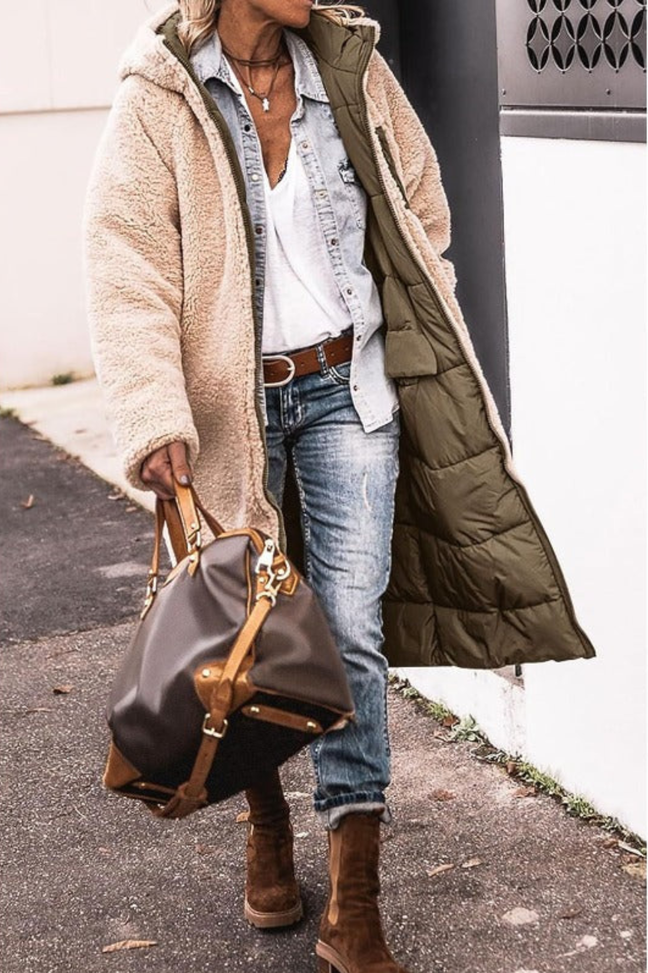 Astrid | Elegant Reversible Shearling Coat in Brown