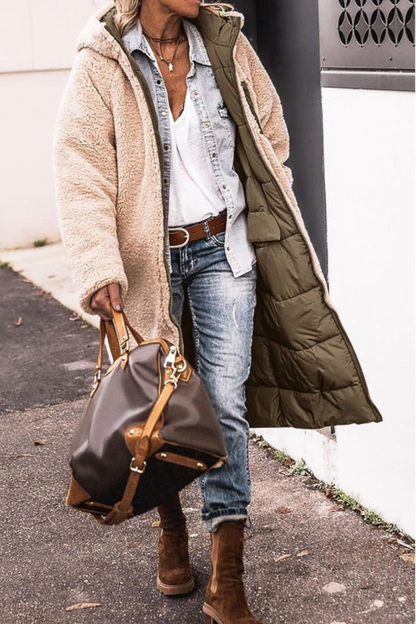 Alethea | Elegant Reversible Brown Shearling Coat