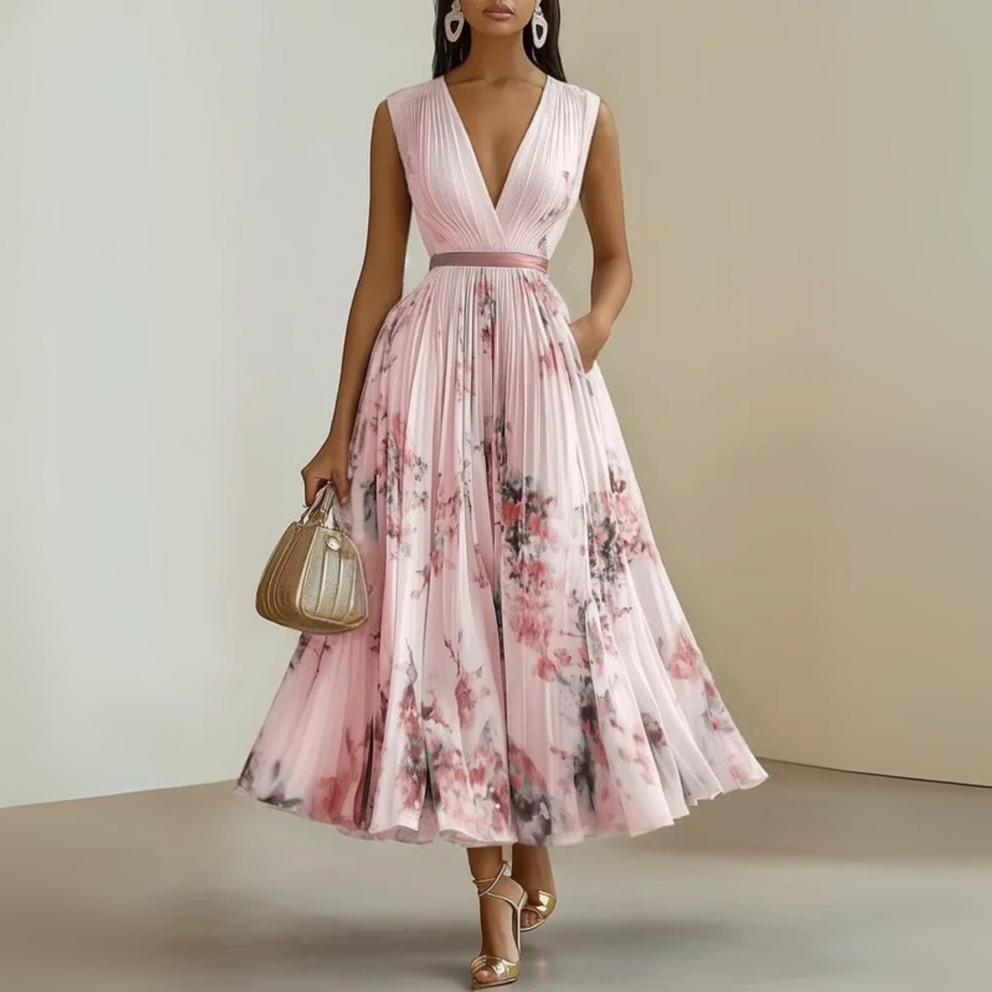 Calista | Women’s Flowy Sleeveless Summer Maxi Dress in Floral White