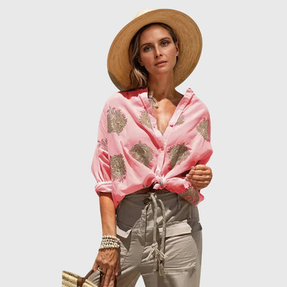 Adriana | Beige Embroidered Light And Chic Blouse