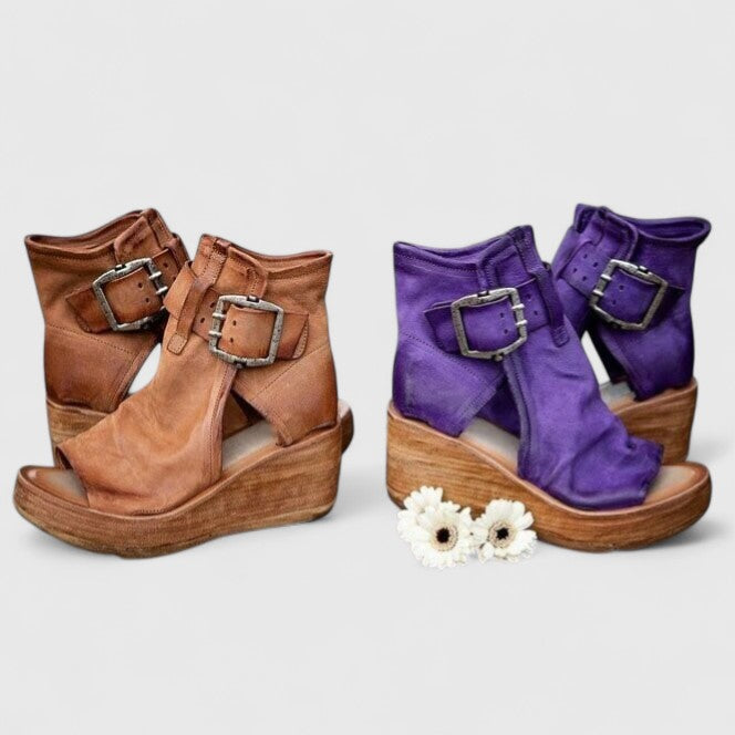 Alethea | Tan Suede Orthopedic Wedge Sandals