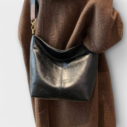 Aurelia | Brown Leather Women's Shoulder Bag With Unique Strap