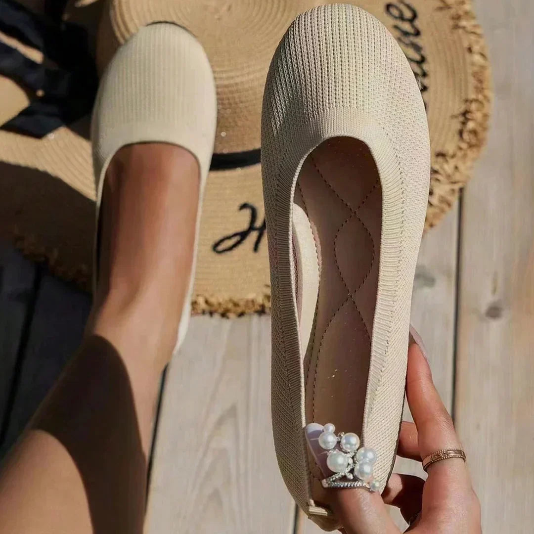Calista | Beige Knit Anti-Slip Breathable Shoes