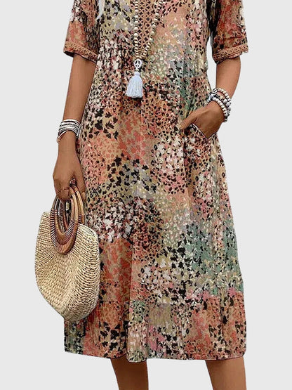 Luna | Elegant Floral Printed Midi Dress