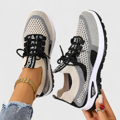 Calantha | Beige Plaid Orthopedic Sneakers