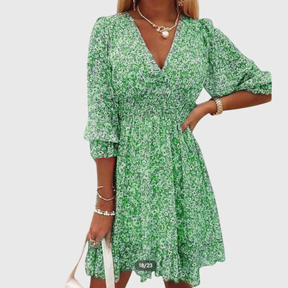 Calista | Blue Floral Puff Sleeve Dress