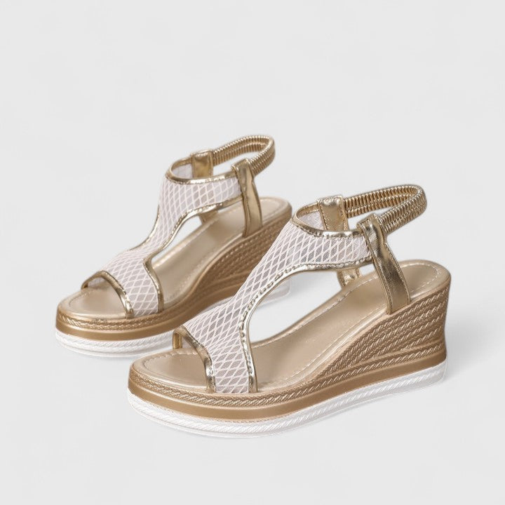 Adriana | Golden Orthopedic Wedge Sandals