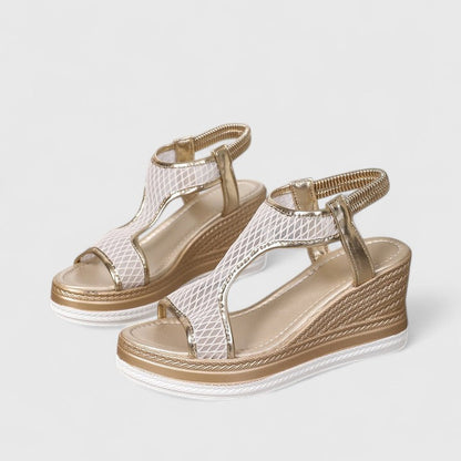 Calista | Elegant Metallic Mesh Sandals