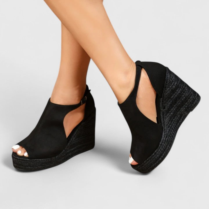 Calantha | Black Suede Orthopedic Heels