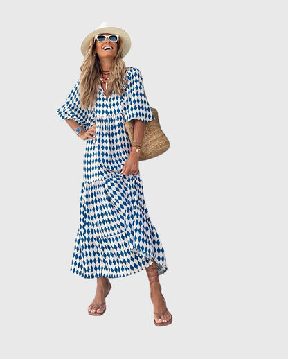 Astrid | Boho Maxi Dress in Emerald Green Floral