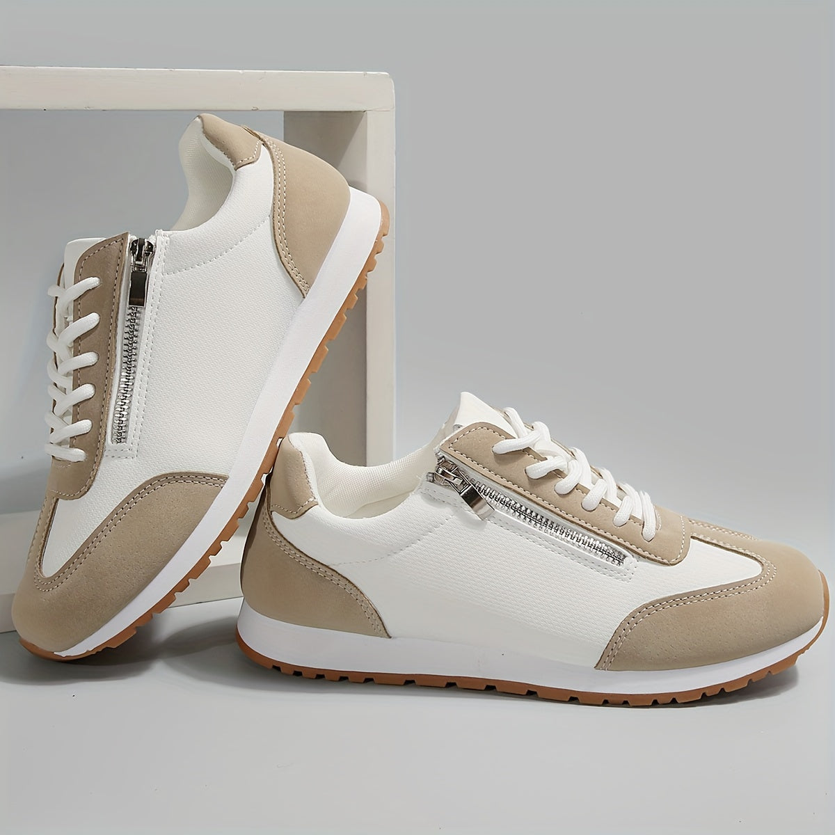Calista | Luxury Tan & White Bellezza Sneakers
