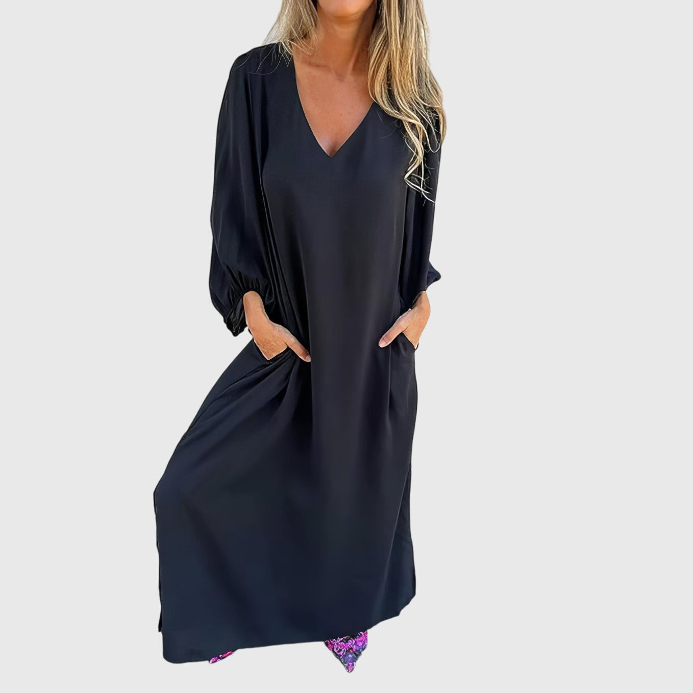 Alethea | Long Beige Boho Dress With Pockets
