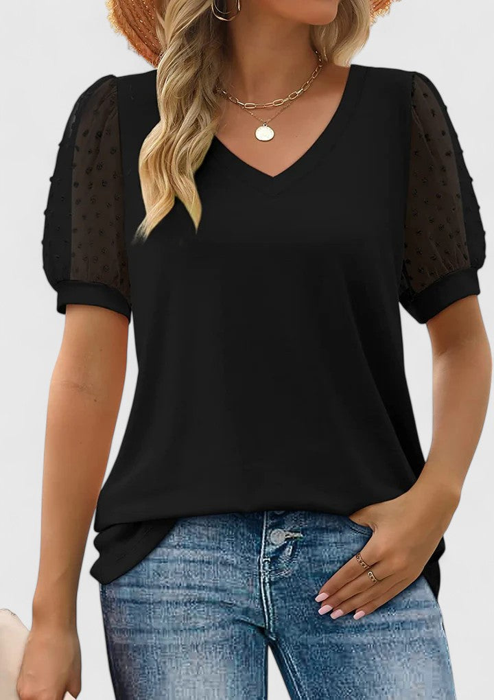 Calanthe | Elegant Gray Comfortable V-Neck Top