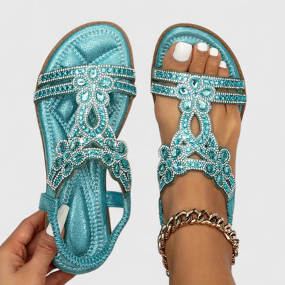 Calanthe | Turquoise Embellished Orthopedic Sandals