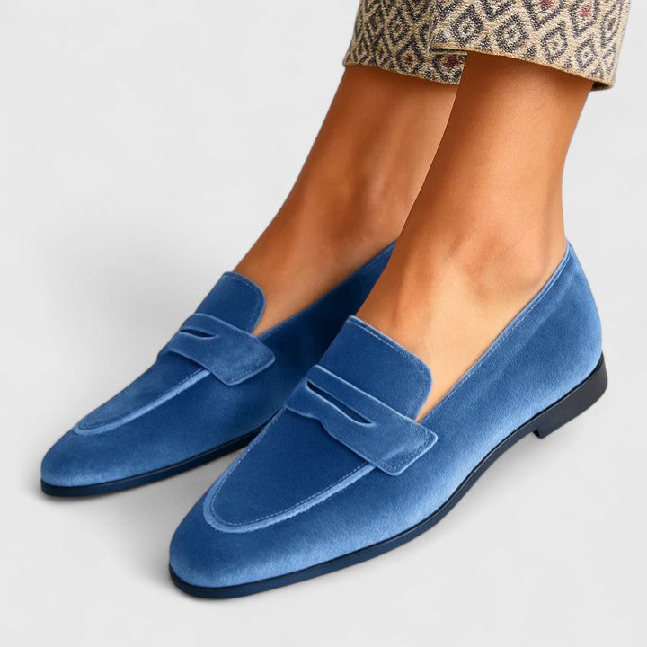 Calantha | Velvet Blue Sophisticated Loafers