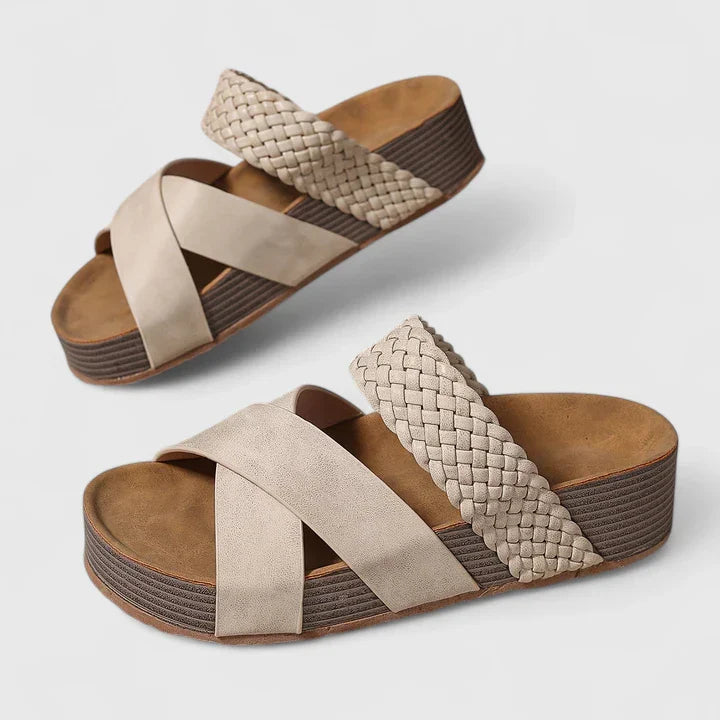 Calantha | Beige Woven Orthopedic Sandals