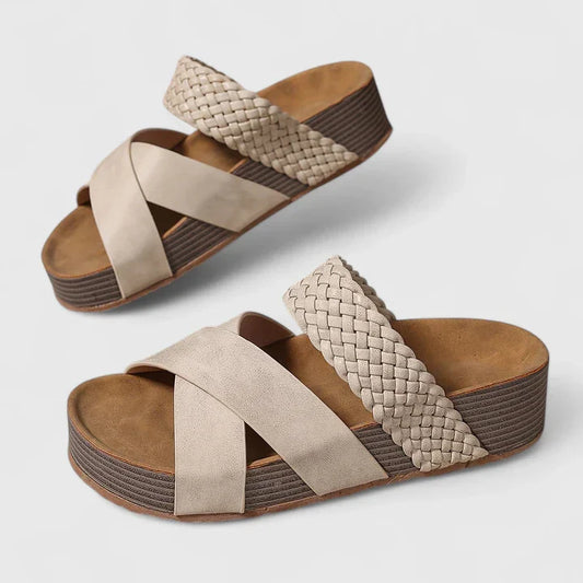 Calantha | Beige Woven Orthopedic Sandals