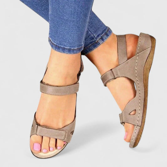 Alethea | Taupe Women's Orthopedic Comfort Fit Ankle Strap Sandals